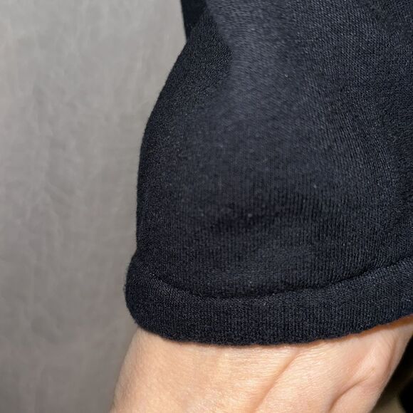 The REWORKS S Navy Distressed Denim Patchwork Ties Cropped Crewneck Sweatshirt - Picture 8 of 13